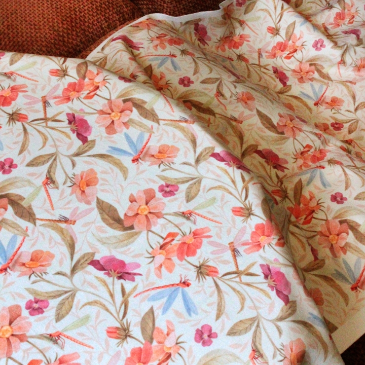Tissu illustré "Le bal des libellules"