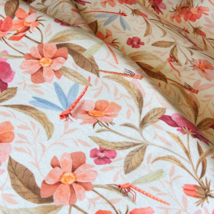 Tissu illustré "Le bal des libellules"