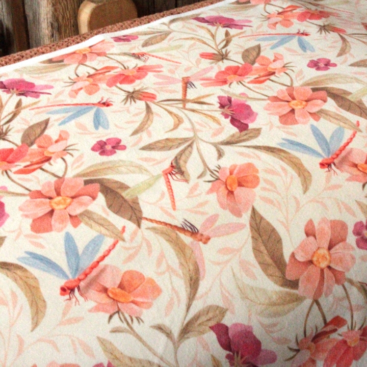 Tissu illustré "Le bal des libellules"