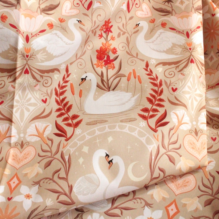 Tissu illustré "Les amoureux du lac"