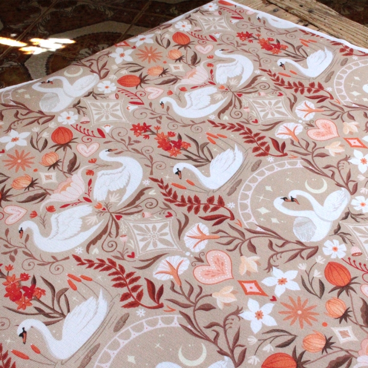 Tissu illustré "Les amoureux du lac"