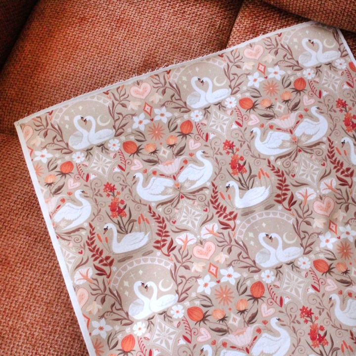 Tissu illustré "Les amoureux du lac"