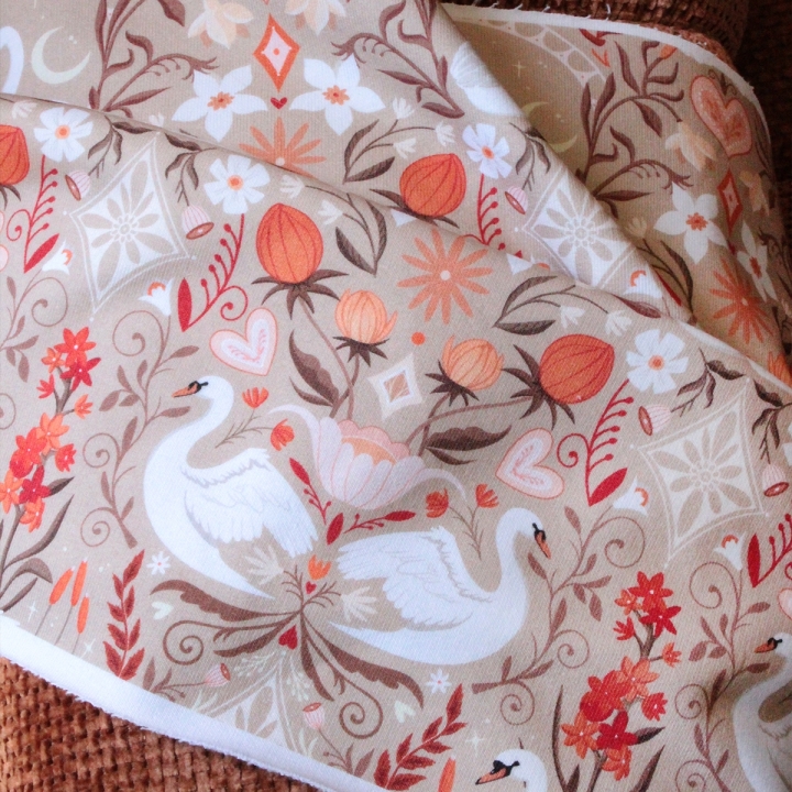 Tissu illustré "Les amoureux du lac"