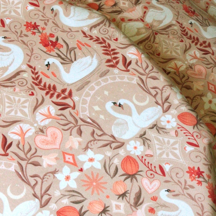 Tissu illustré "Les amoureux du lac"