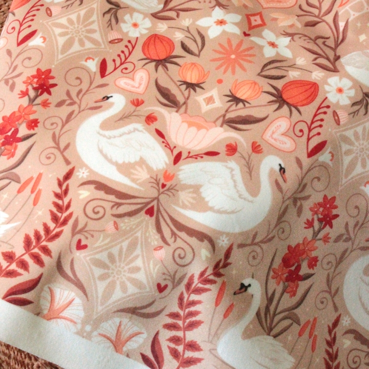Tissu illustré "Les amoureux du lac"