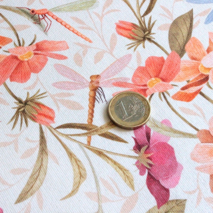 Coupon de tissu illustré "Le bal des libellules" 48x48 cm