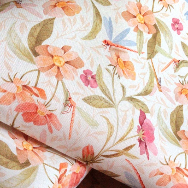 Tissu illustré "Le bal des libellules"