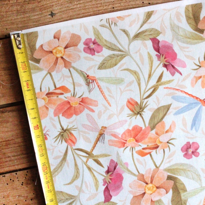 Tissu illustré "Le bal des libellules"