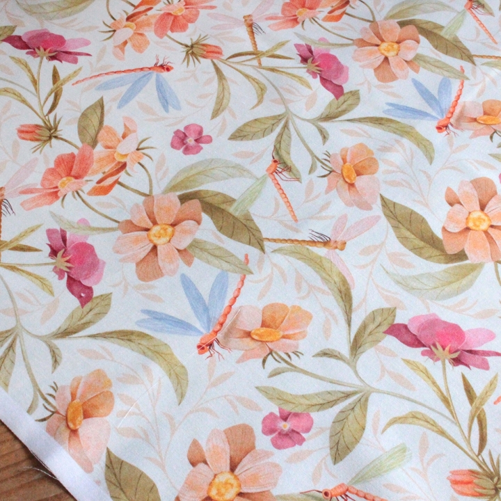 Tissu illustré "Le bal des libellules"