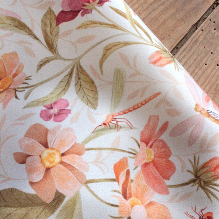 Tissu illustré "Le bal des libellules"