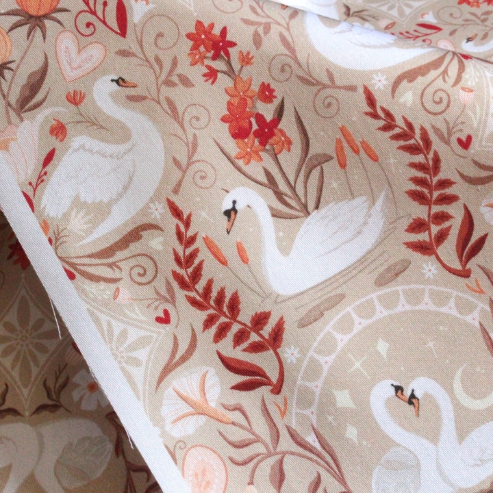 Tissu illustré "Les amoureux du lac"