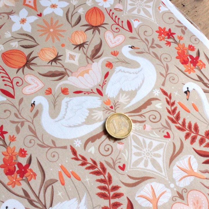 Tissu illustré "Les amoureux du lac"
