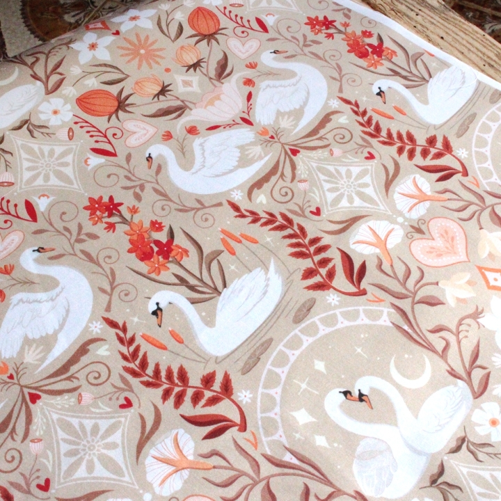 Tissu illustré "Les amoureux du lac"