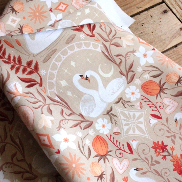 Tissu illustré "Les amoureux du lac"