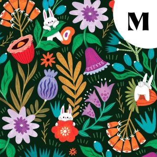 Tissu illustré "Pétales & Malice"
