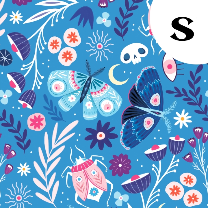 Tissu illustré "Noctiflore"
