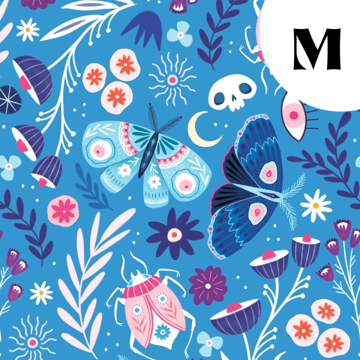 Tissu illustré "Noctiflore"