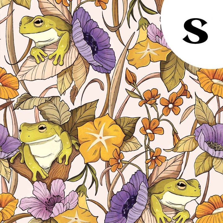 Tissu illustré "Au bord de l'étang"