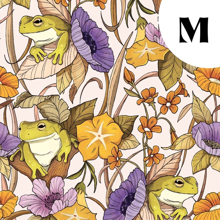 Tissu illustré "Au bord de l'étang"