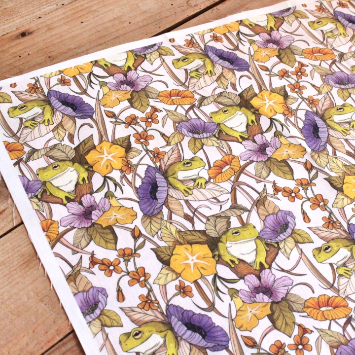 Tissu illustré "Au bord de l'étang"