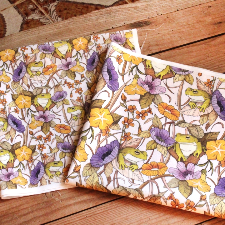 Tissu illustré "Au bord de l'étang"