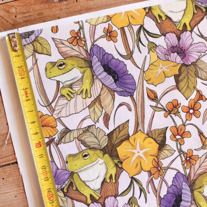 Tissu illustré "Au bord de l'étang"