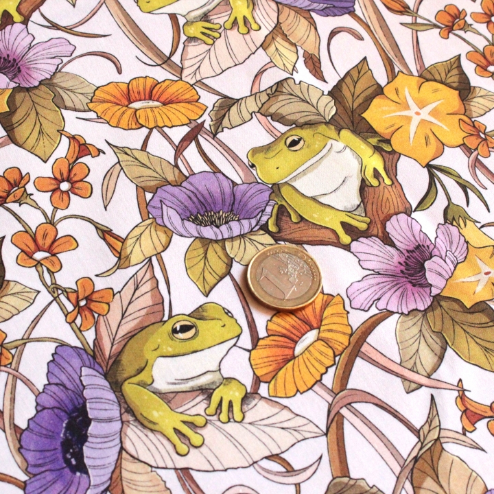Tissu illustré "Au bord de l'étang"