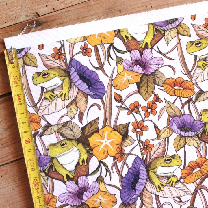 Tissu illustré "Au bord de l'étang"