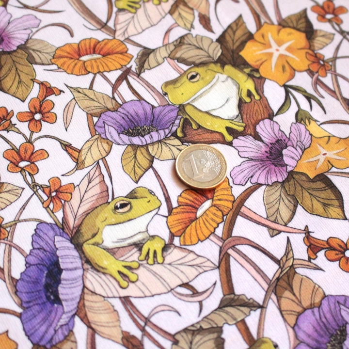 Tissu illustré "Au bord de l'étang"