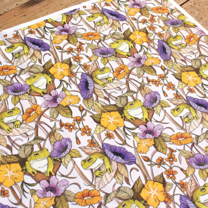 Tissu illustré "Au bord de l'étang"