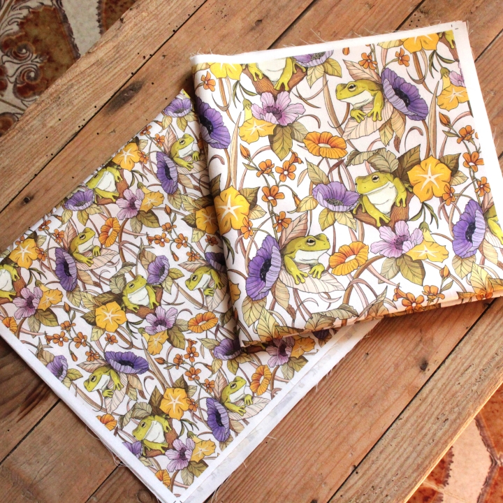 Tissu illustré "Au bord de l'étang"