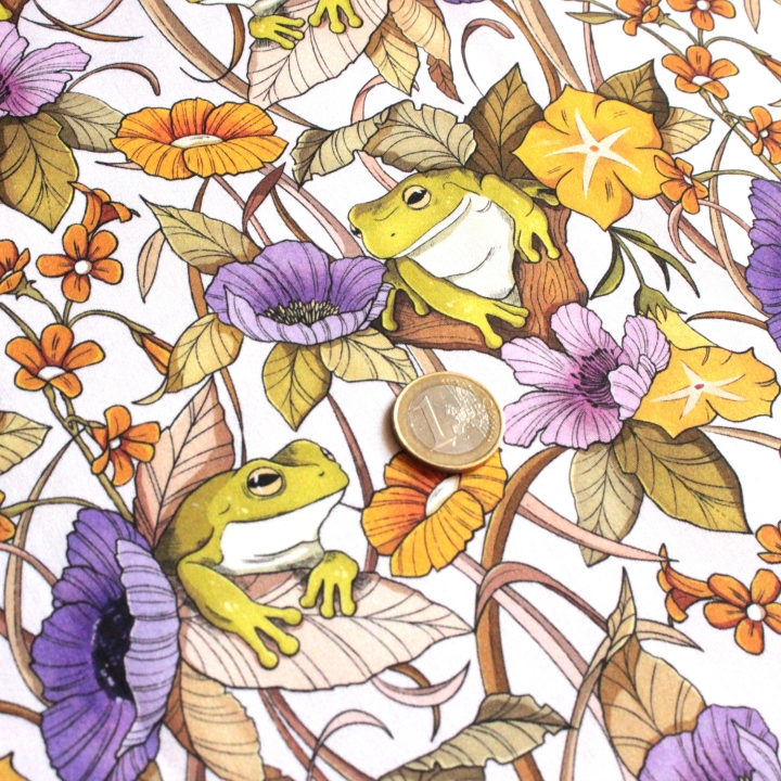 Tissu illustré "Au bord de l'étang"