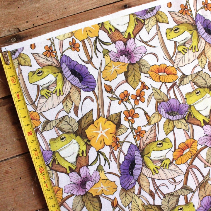 Tissu illustré "Au bord de l'étang"