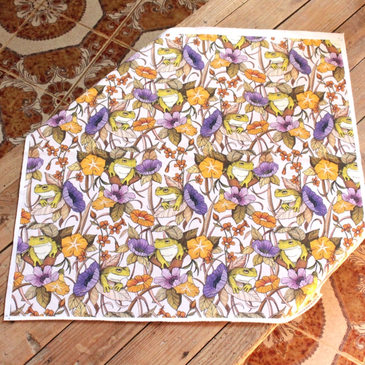 Coupon de tissu illustré "Au bord de l'étang" 48x48 cm