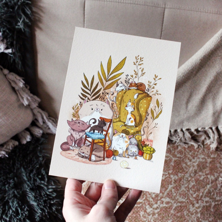 Tirage d'art - La famille Chat