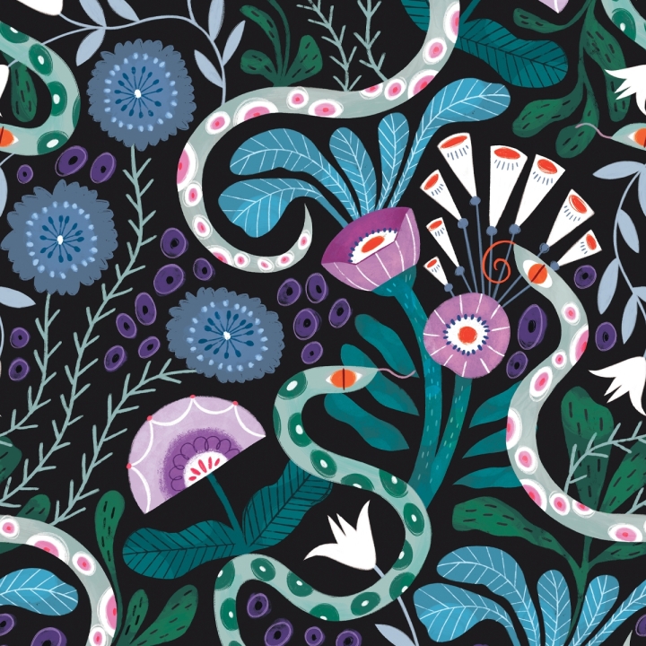 Tissu illustré "Médusa"