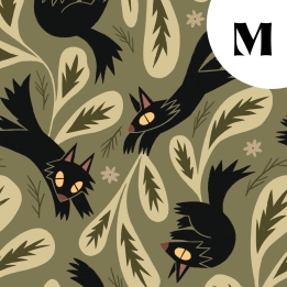 Tissu illustré "L'ombre du loup"