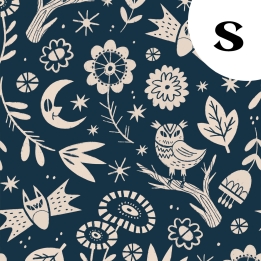 Tissu illustré "Les yeux de la nuit" (Version bleu foncé)
