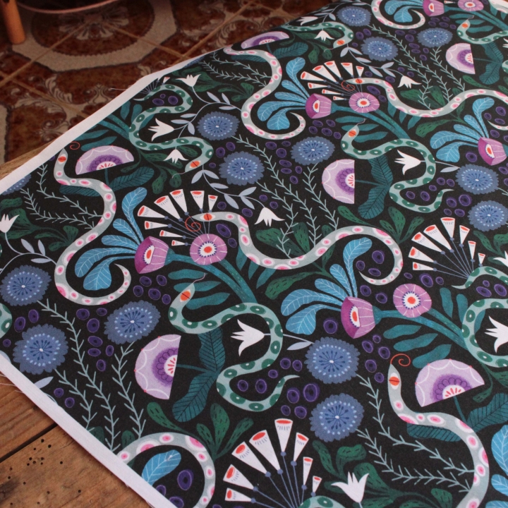 Tissu illustré "Médusa"