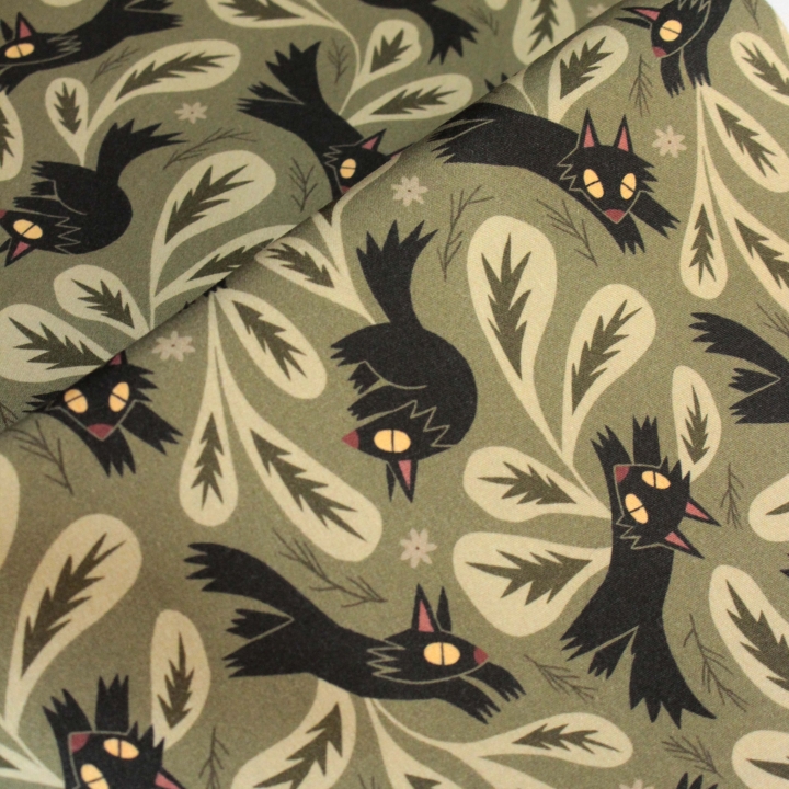 Tissu illustré "L'ombre du loup"