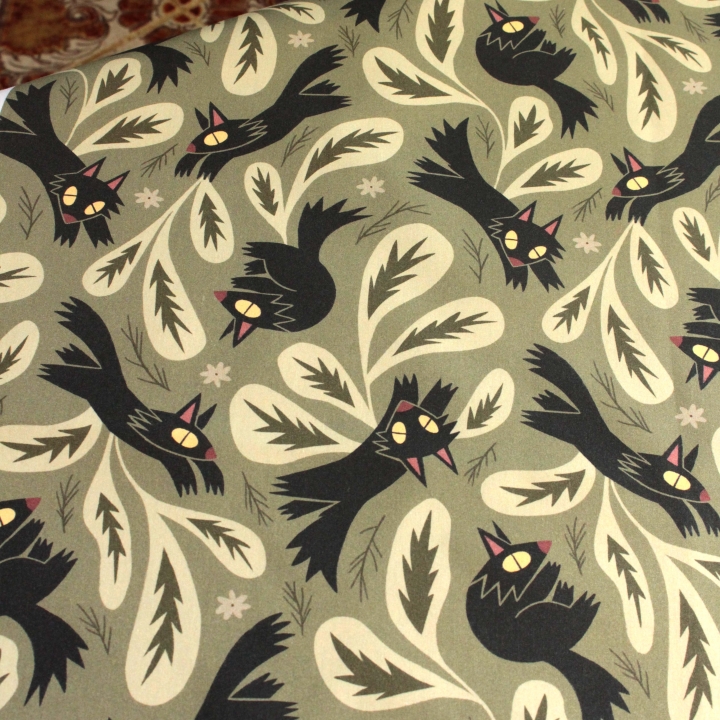 Tissu illustré "L'ombre du loup"