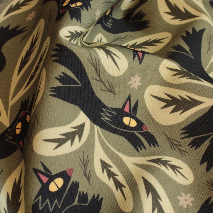 Tissu illustré "L'ombre du loup"