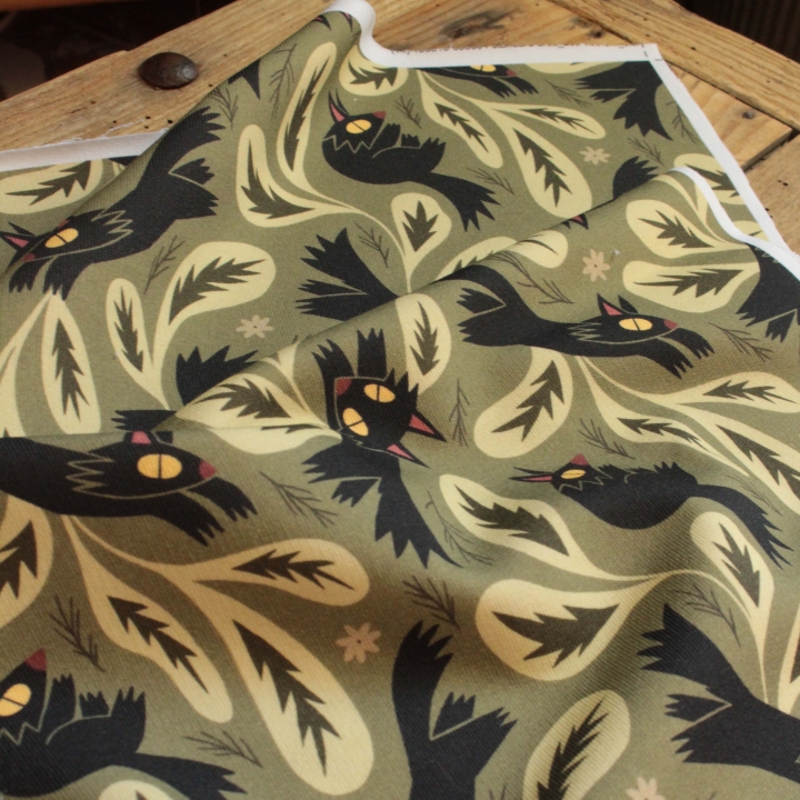 Tissu illustré "L'ombre du loup"