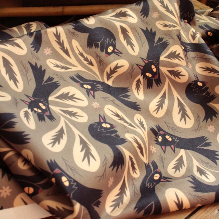 Tissu illustré "L'ombre du loup"