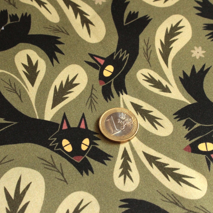 Tissu illustré "L'ombre du loup"