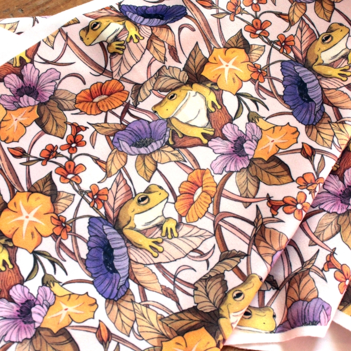 Tissu illustré "Au bord de l'étang"