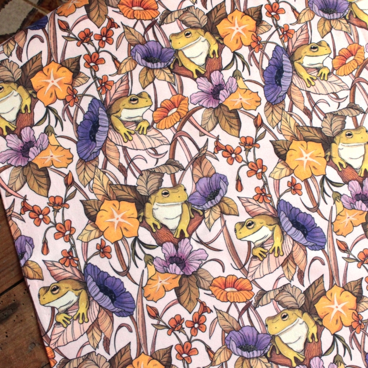 Tissu illustré "Au bord de l'étang"