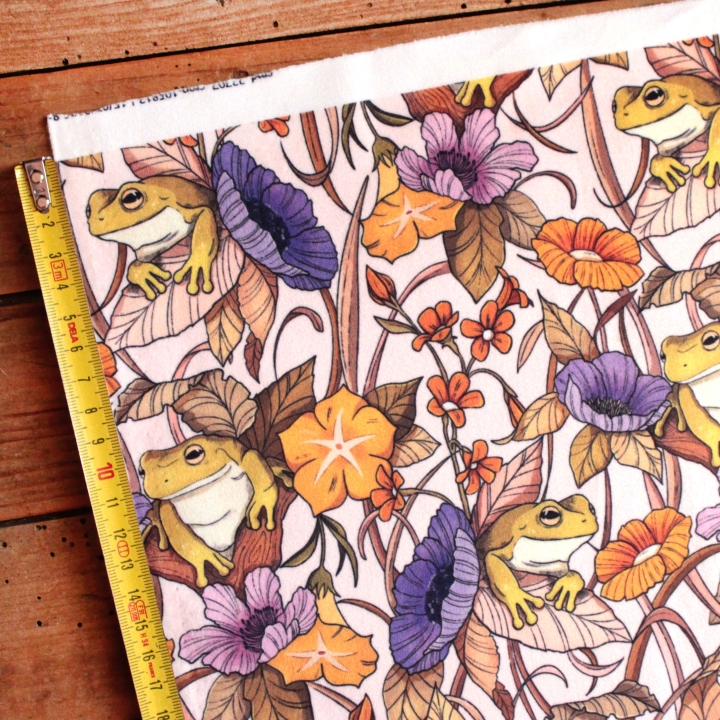 Tissu illustré "Au bord de l'étang"