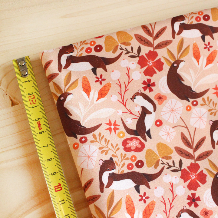 [PRECOMMANDE] Tissu popeline 100% coton / LOUTRES - Motif taille S