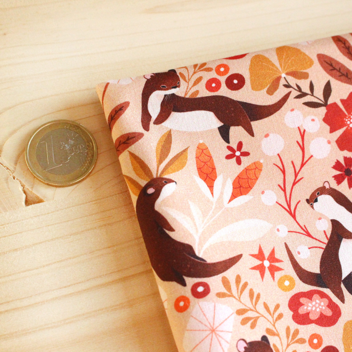 [PRECOMMANDE] Tissu popeline 100% coton / LOUTRES - Motif taille S